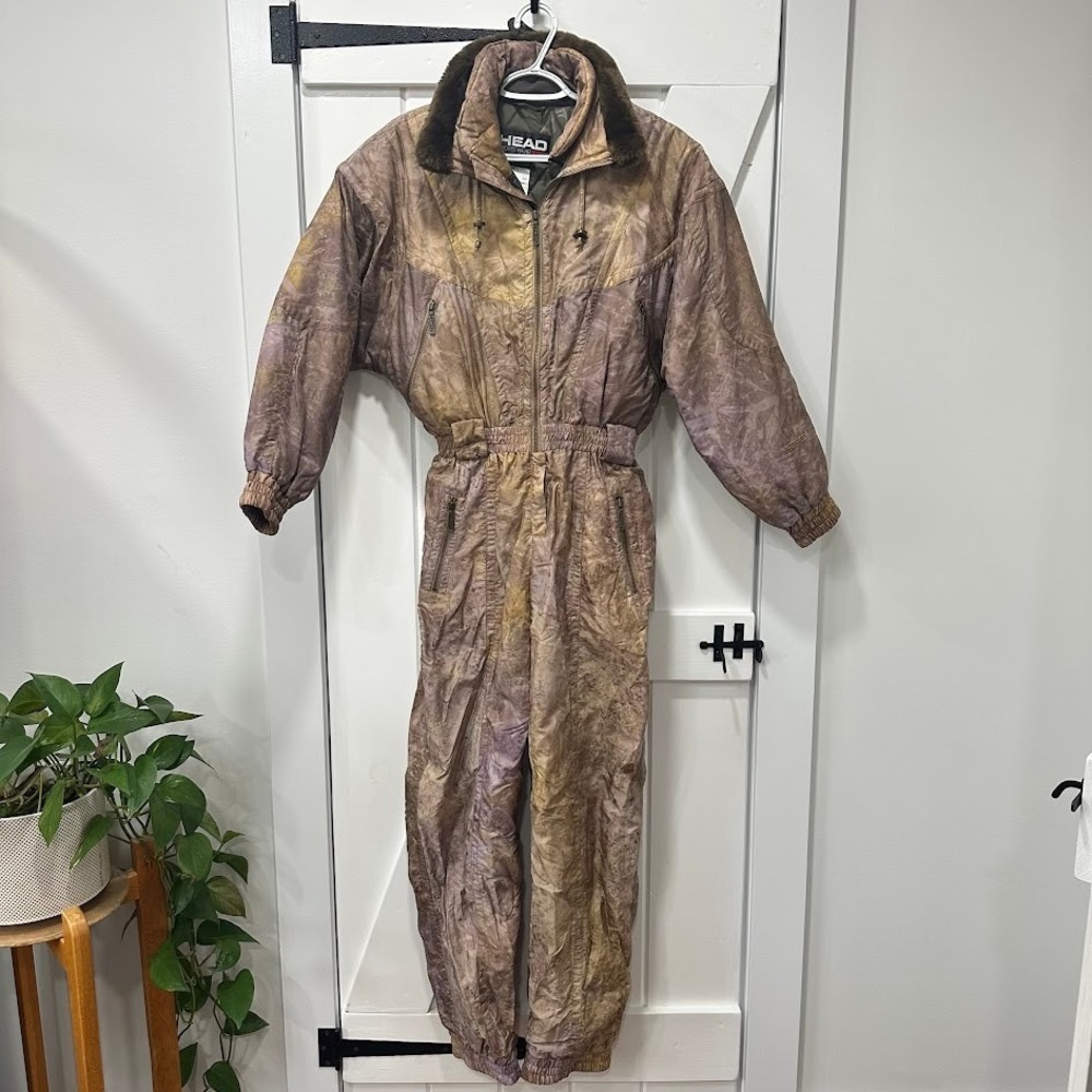 Vintage Head Sports Wear Womens One Piece Ski Suit Size 8 Marbled Gorpcore Snow